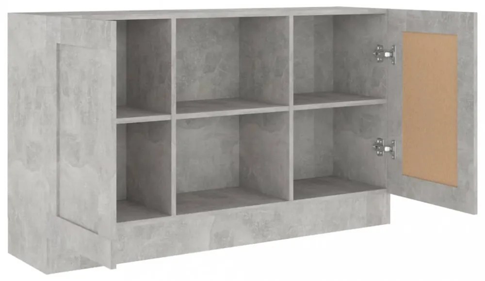 betonszürke szerelt fa tálalószekrény 120 x 30,5 x 70 cm