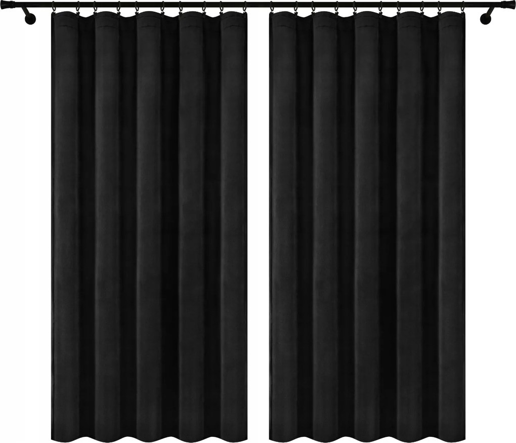 Velúr Szalagfüggöny 140x250 Fekete 2 Db Békafüggöny