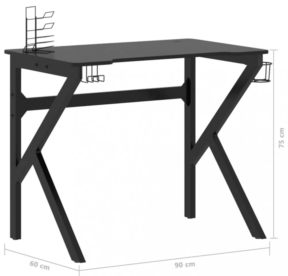 fekete K-lábú gamer asztal 90 x 60 x 75 cm