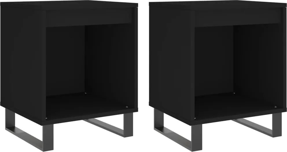 vidaXL 2 db fekete szerelt fa éjjeliszekrény 40 x 35 x 50 cm