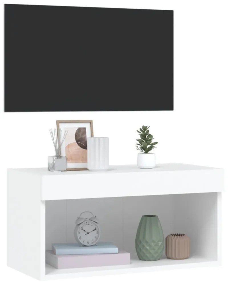 fehér TV-szekrény LED-világítással 60 x 30 x 30 cm