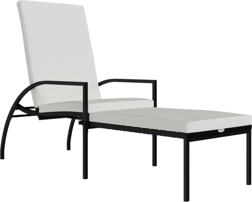 vidaXL fekete polyrattan napozóágy lábtartóval