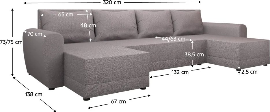 Univerzális ülőgarnitúra, szürkésbézs Taupe, DAKAR NEW U