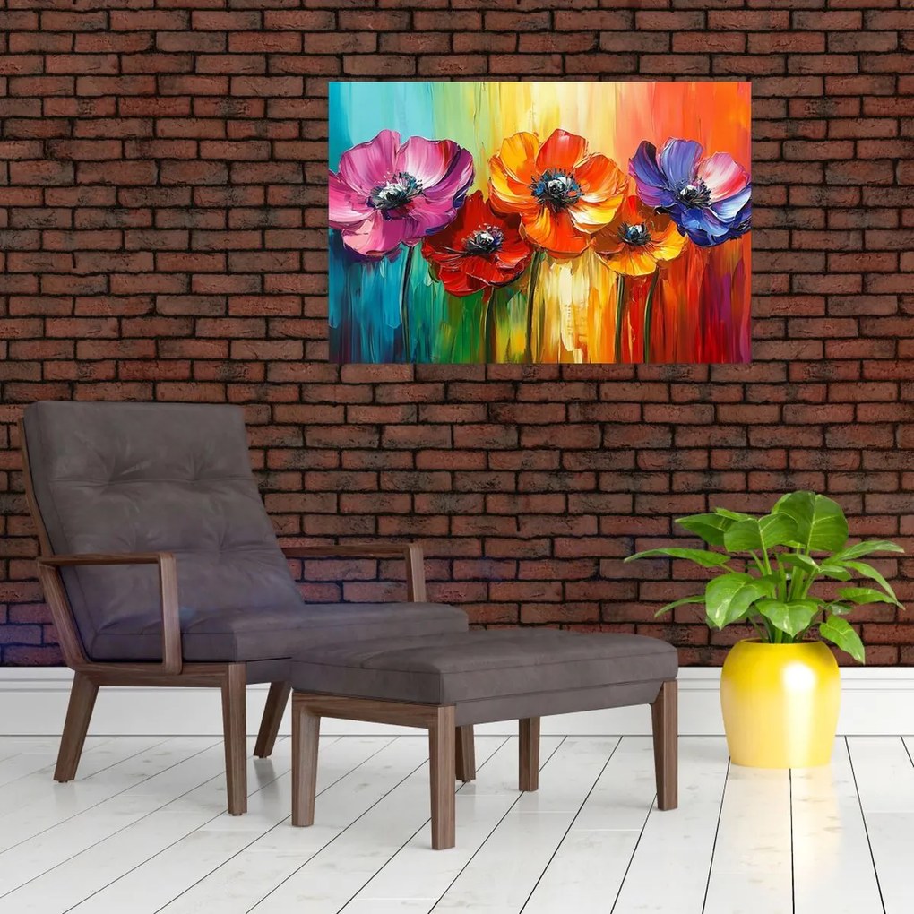 Kép - Öt színes virág (90x60 cm)