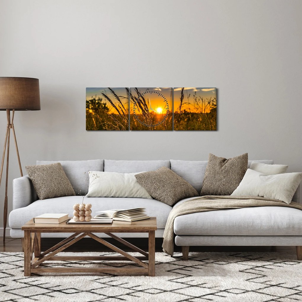 A mező naplementekor képe (órával) (90x30 cm)