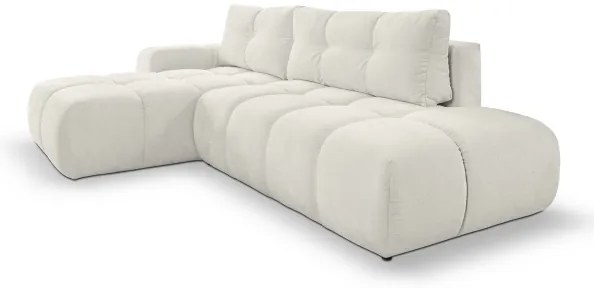 Kihúzható L-alakú kárpitozott sarokülőgarnitúra tárolóval ALMADA balos bézs