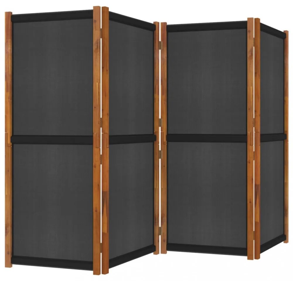 fekete 4 paneles térelválasztó 280x180 cm