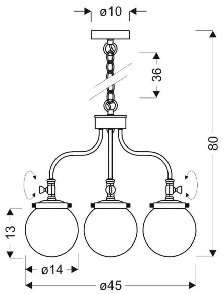 Csillár láncon BALLET 3xE27/40W/230V matt króm