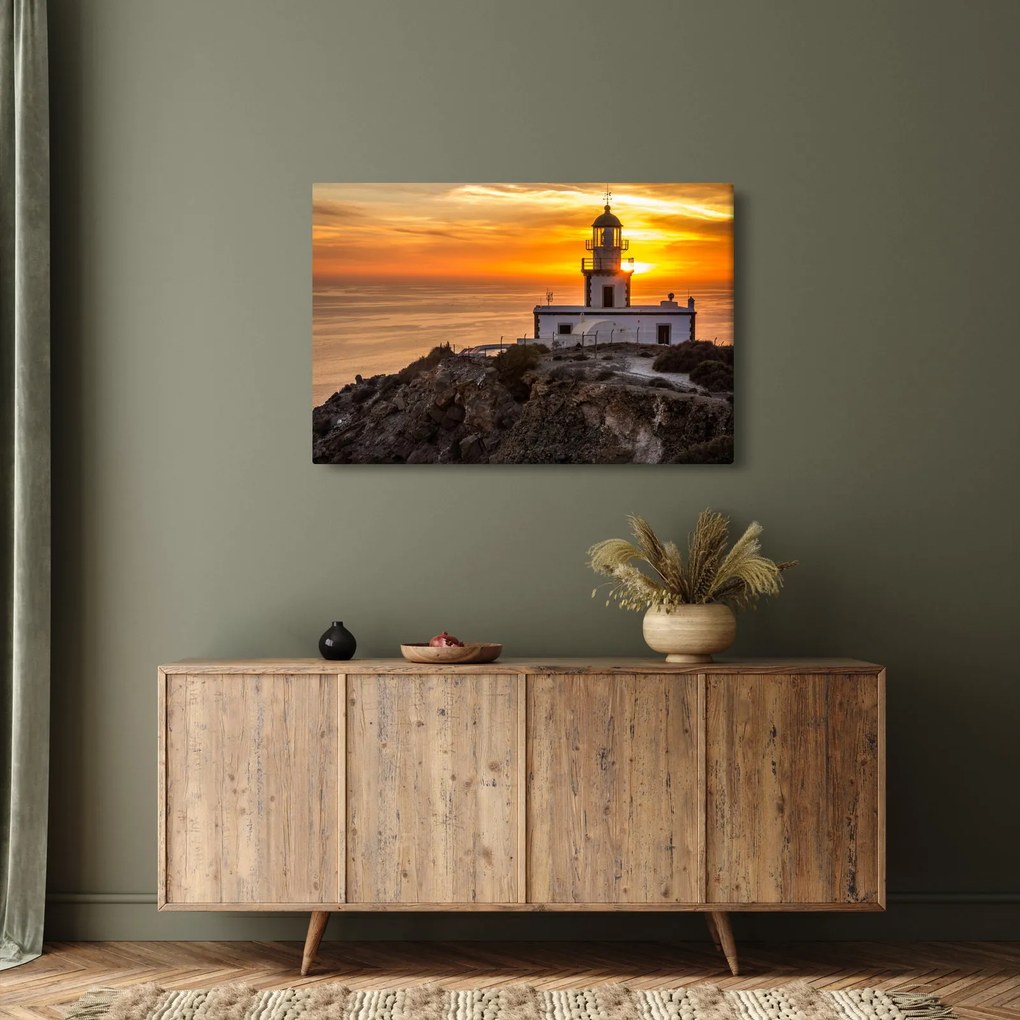 Világítótorony naplementekor képe (90x60 cm)