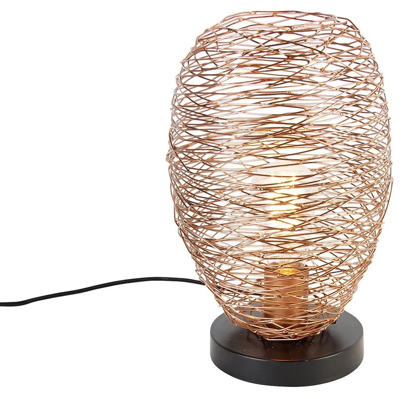 Design asztali lámpa réz fekete 30 cm - Sarella