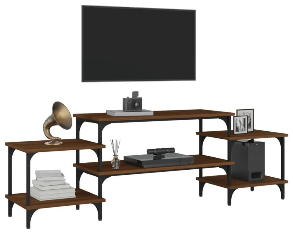 barna tölgyszínű szerelt fa TV-szekrény 157x35x52 cm