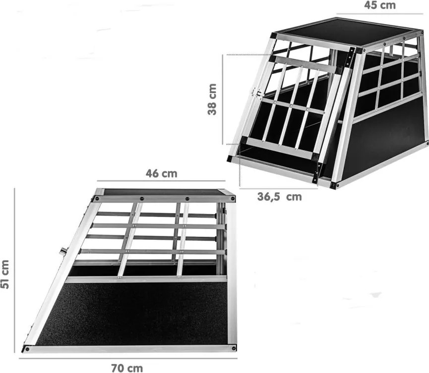 PETSTUFF® Kutyaszállító box M  54 × 69 × 50 cm MDF ALU