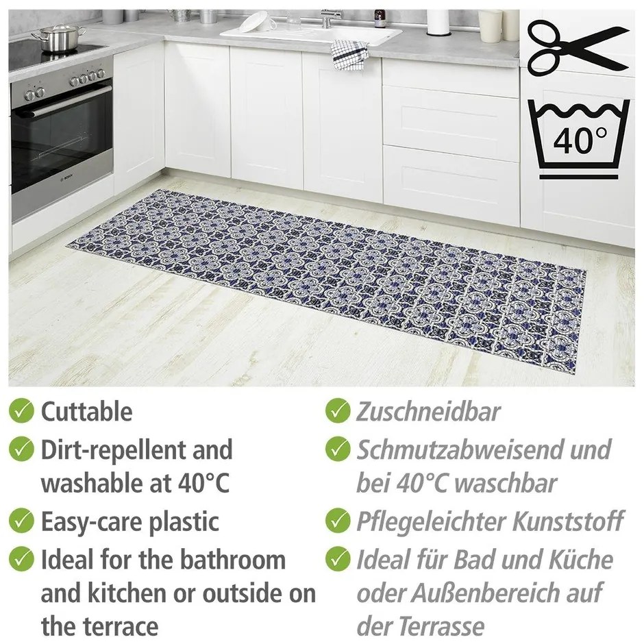 Fehér-kék műanyag fürdőszobai kilépő 65x200 cm Murcia – Wenko