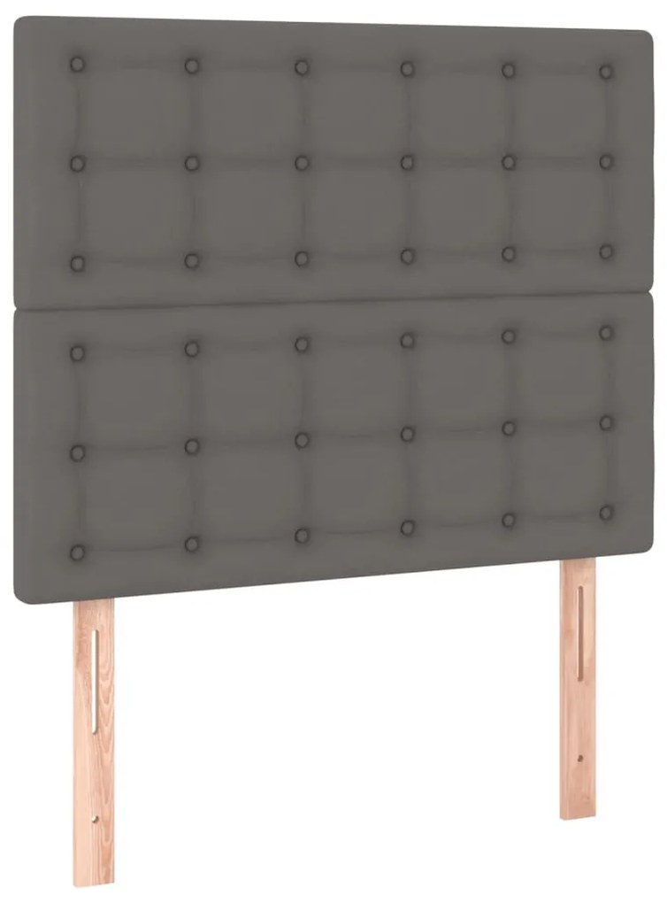 szürke műbőr ágykeret fejtámlával 90 x 200 cm