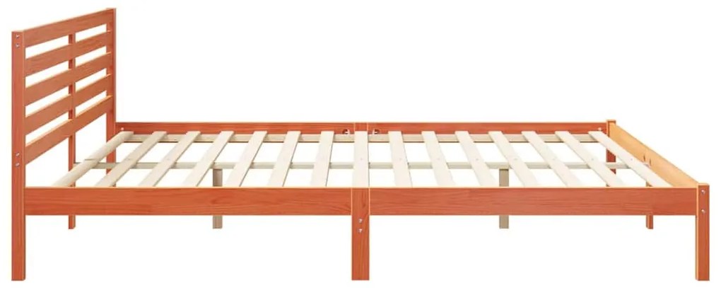 Ágykeret fejtámlával Viaszbarna 200 x 210 cm Tömör fenyőfa