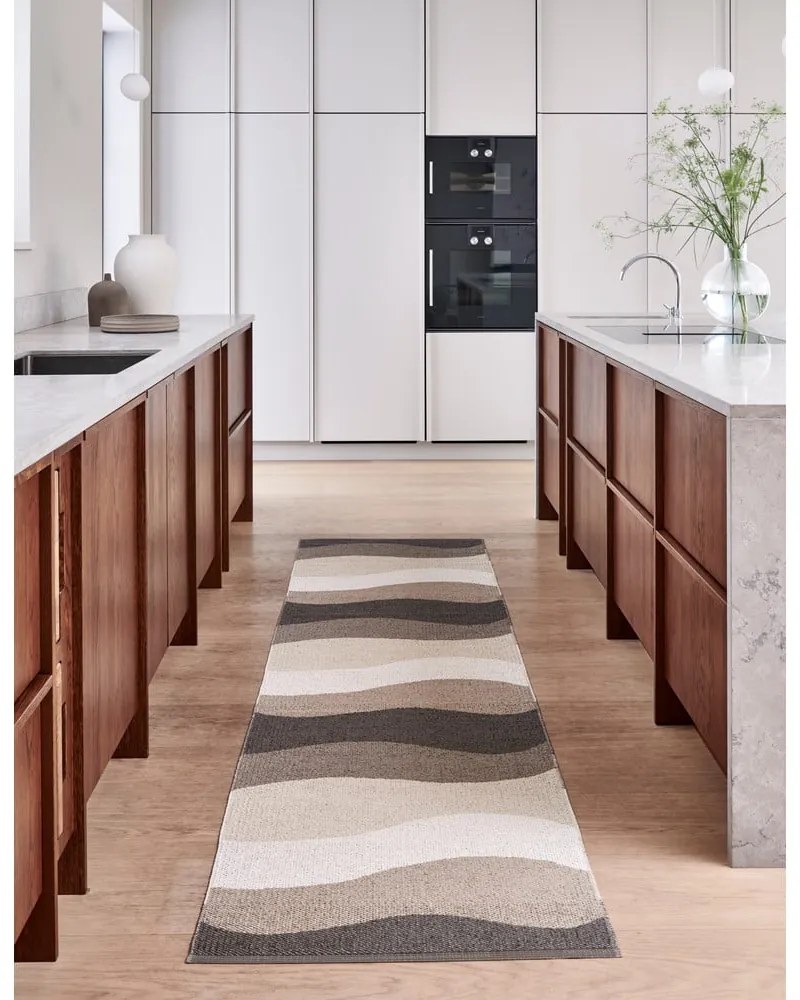 Barna-bézs kültéri-beltéri futószőnyeg 70x300 cm Urvi Earth – Pappelina