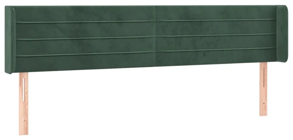 sötétzöld bársony szárnyas fejtámla 203x16x78/88 cm