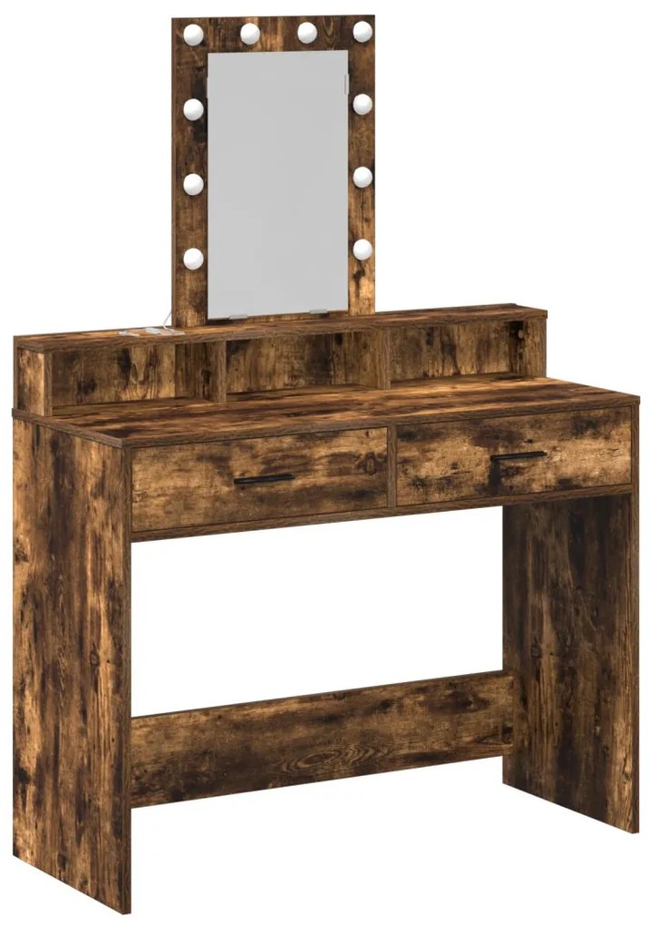 Fésülködőasztal LED világítással Füstölt tölgy 100x41x140 cm