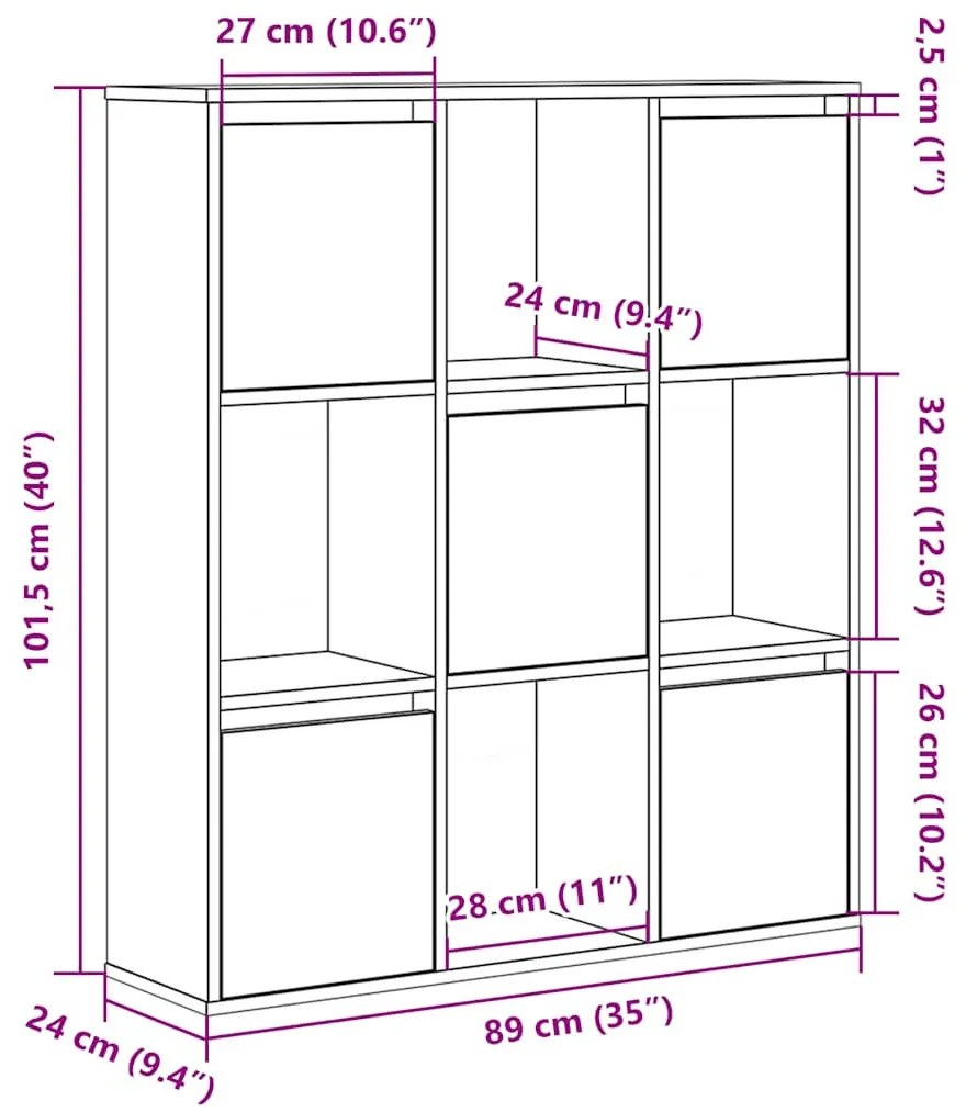 Könyvespolc fekete tölgy 89x24x101,5 cm Gépesített fa