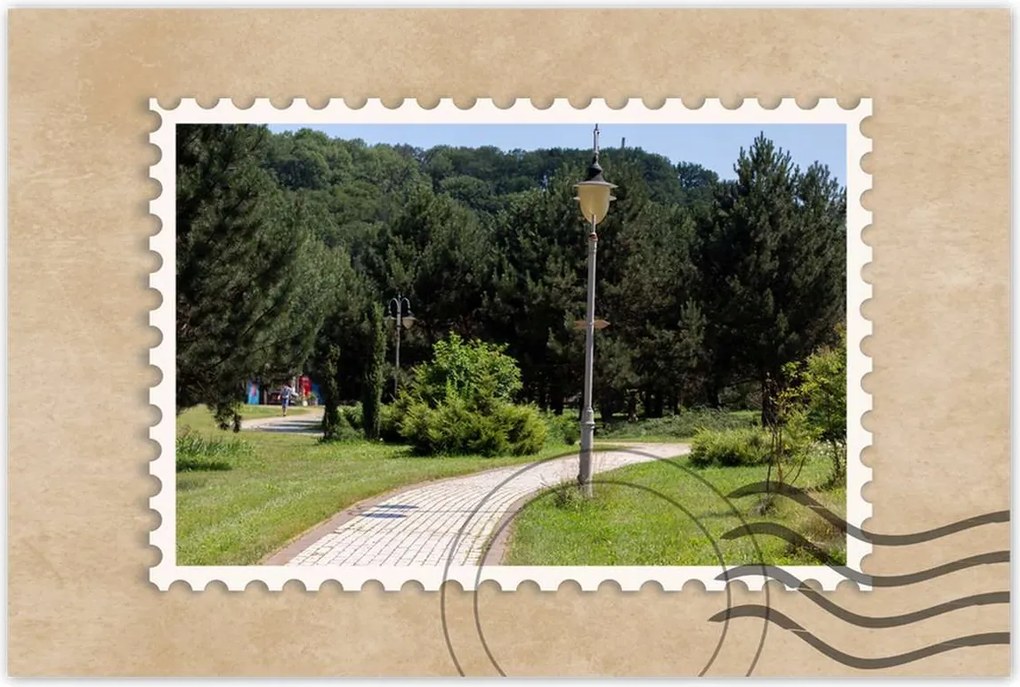 Poszterek 90x60 Zöld park fákkal