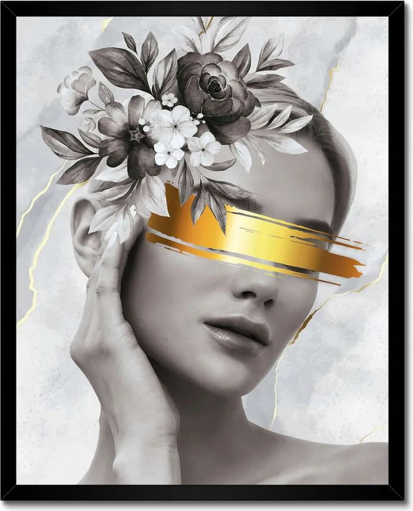 Poszter fekete keretben 40x50 Női portré arany karszalag