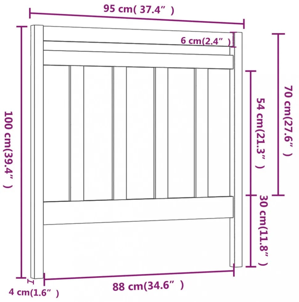 mézbarna tömör fenyőfa ágyfejtámla 95 x 4 x 100 cm