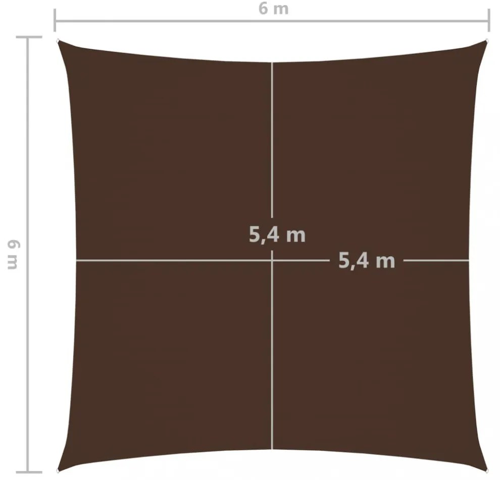 barna négyzet alakú oxford-szövet napvitorla 6 x 6 m