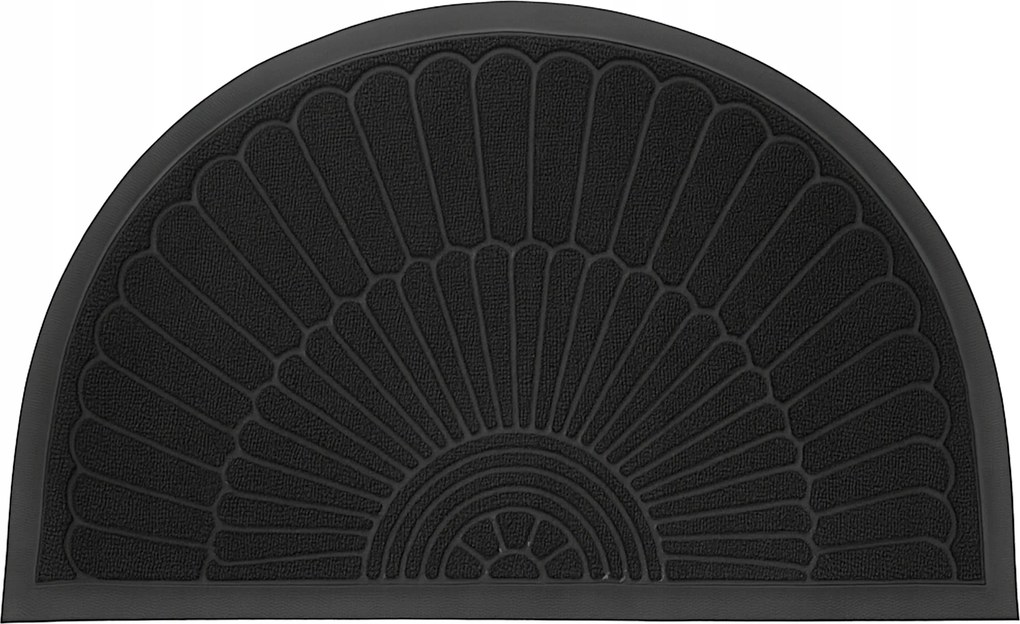 Lábtörlő Kültéri Ajtóhoz 50x80 Nagy Félkör Alakú Gumiszőnyeg Fekete