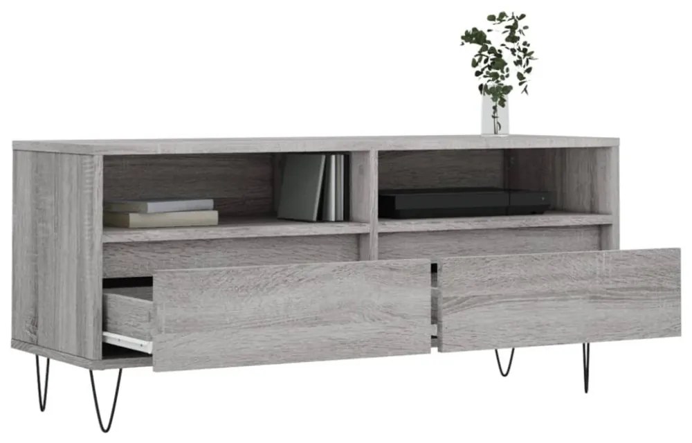 szürke sonoma színű szerelt fa TV-szekrény 100x34,5x44,5 cm