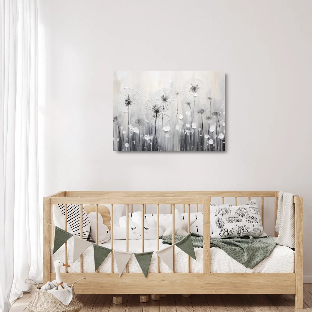 Üveg kép - Pitypang, festés (70x50 cm)
