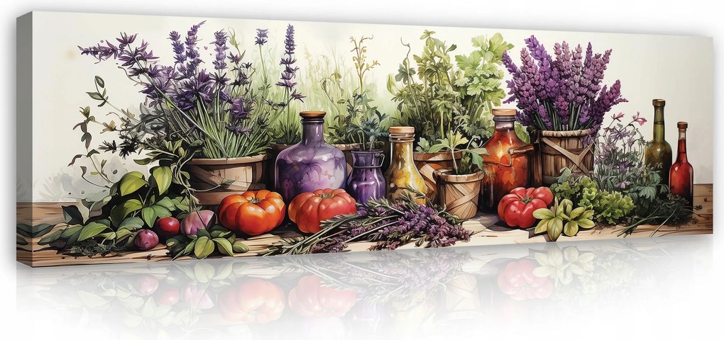 Vászonkép Konyha Fűszerek Gyógynövények Modern Vászon Fal Nagy 145x45