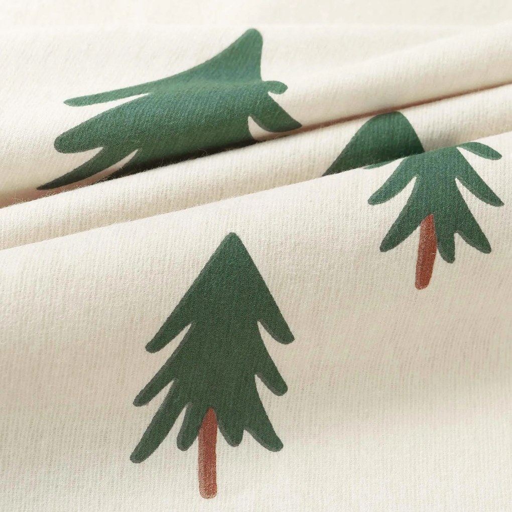 Goldea flanel ágyneműhuzat - fenyőfák natúr alapon 220 x 200 és 2db 70 x 90 cm