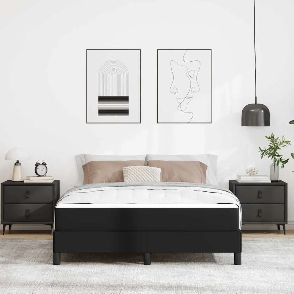 Ágy matracmal Fekete 140 x 190 cm Műbőr