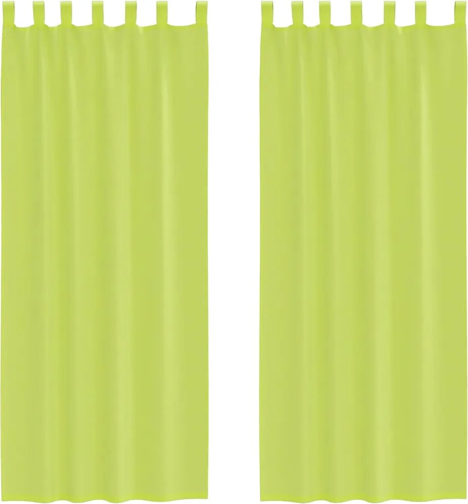 vidaXL 2 db almazöld fátyolfüggönyök fülecske tetejével 140x260 cm