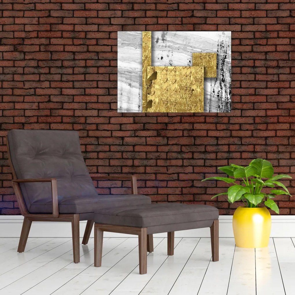 Üveg kép - Arany négyzetek N⁰1 (70x50 cm)