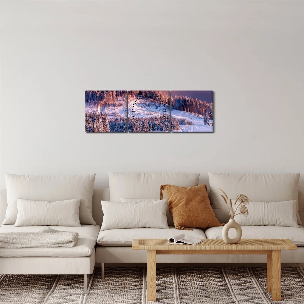Egy kép egy téli tájról (órával) (90x30 cm)