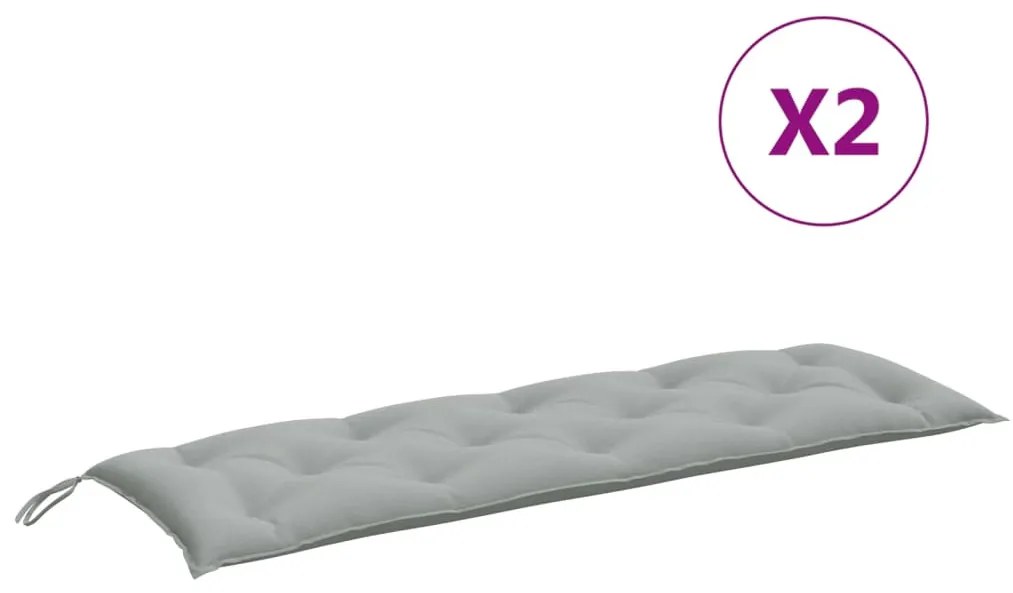 2 db melange világosszürke szövet kerti padpárna 150 x 50 x 7cm