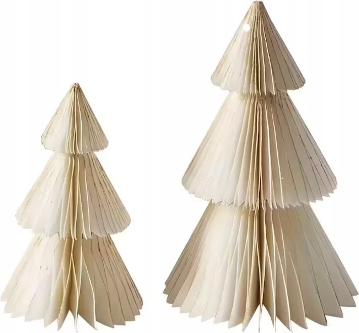 Karácsonyi Dekoratív Papír Karácsonyfák Fehér Arany szegélyek 2 db-os szett