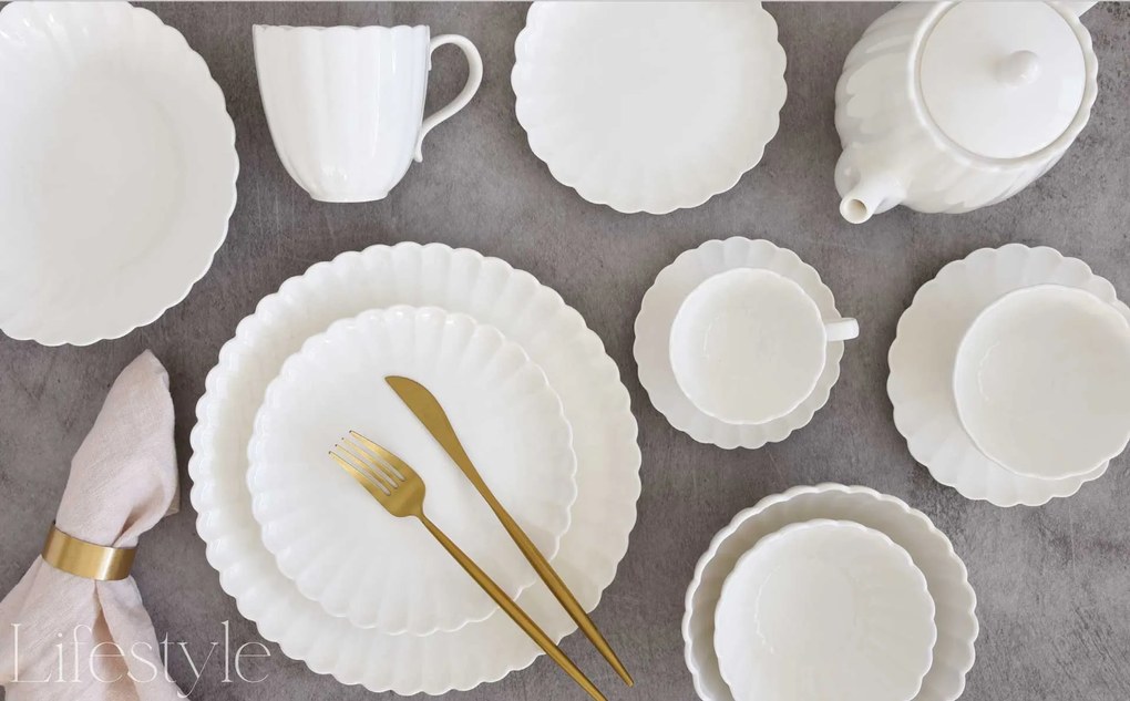 Fehér porcelán asztali kínáló tál 36x16 cm hullámos Easy Life Lifestyle