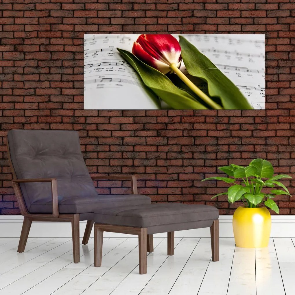 Egy vörös tulipán képe (120x50 cm)