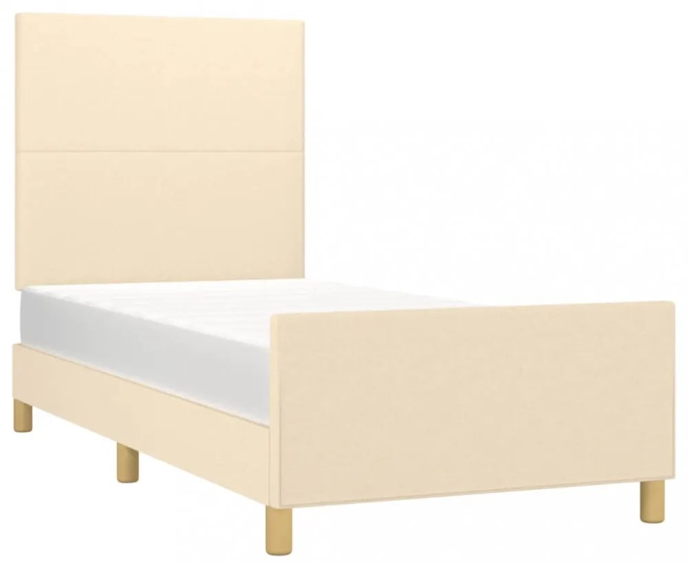 ágykeret matrac nélkül krém 80x200 cm szövet 80x200 cm