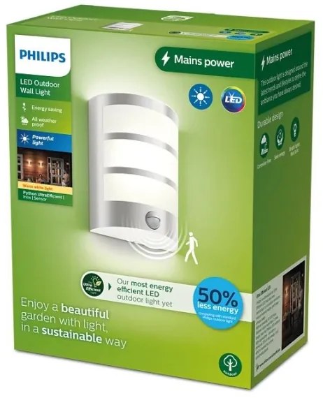 Philips - LED Kültéri fali lámpa érzékelővel PYTHON LED/3,8W/230V IP44