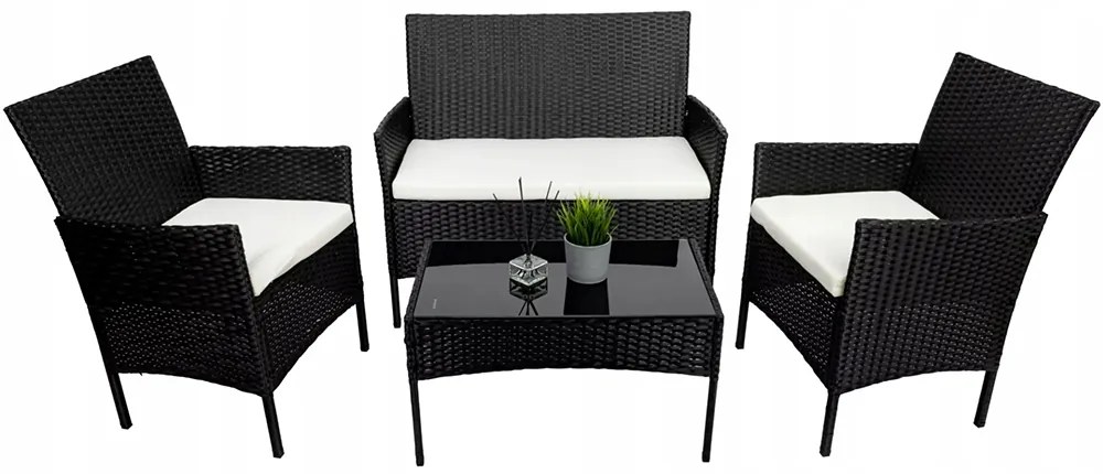 Modern kerti rattan ülőgarnitúra asztallal