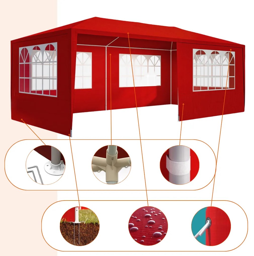 NEAPOL rendezvénysátor, 3x6m, piros Jurhan