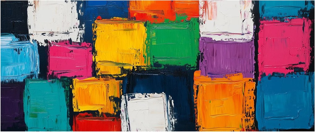 Kép - Színes négyzetek festménye (120x50 cm)