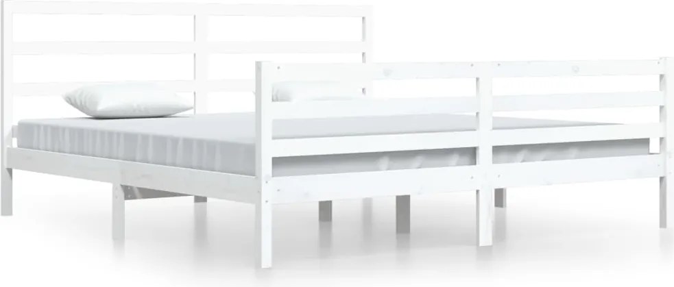 vidaXL fehér tömör fenyőfa ágykeret 200 x 200 cm