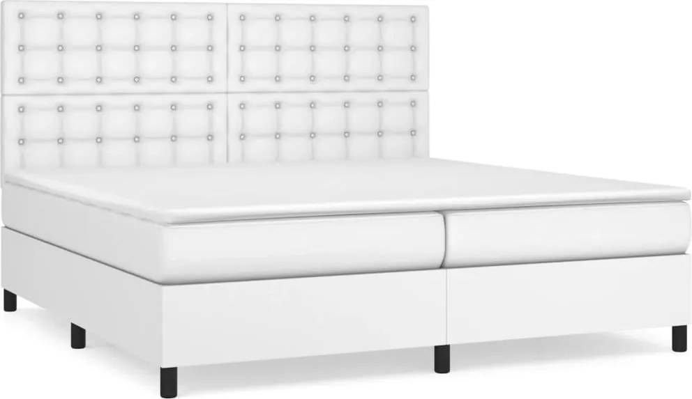 vidaXL fehér műbőr rugós ágy matraccal 200 x 200 cm