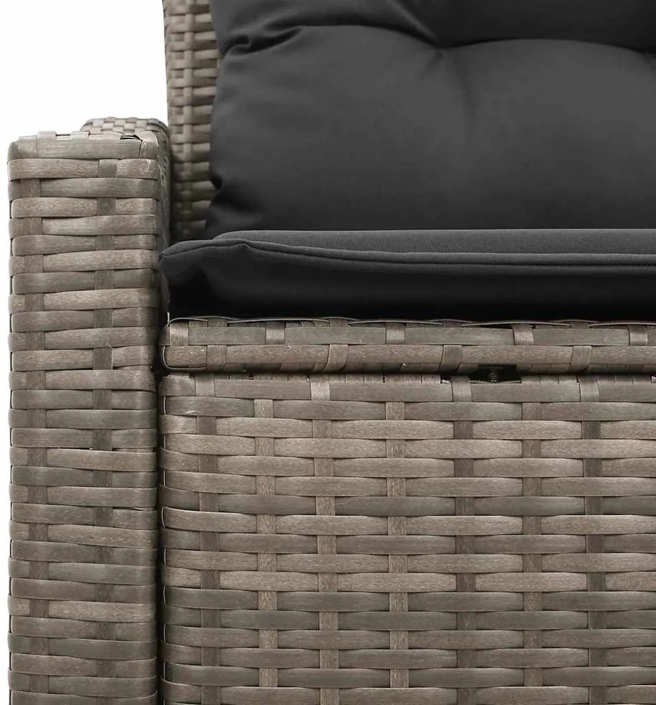 Kerti kanapé párnával Szürke 123 x 62 x 69cm polirattan