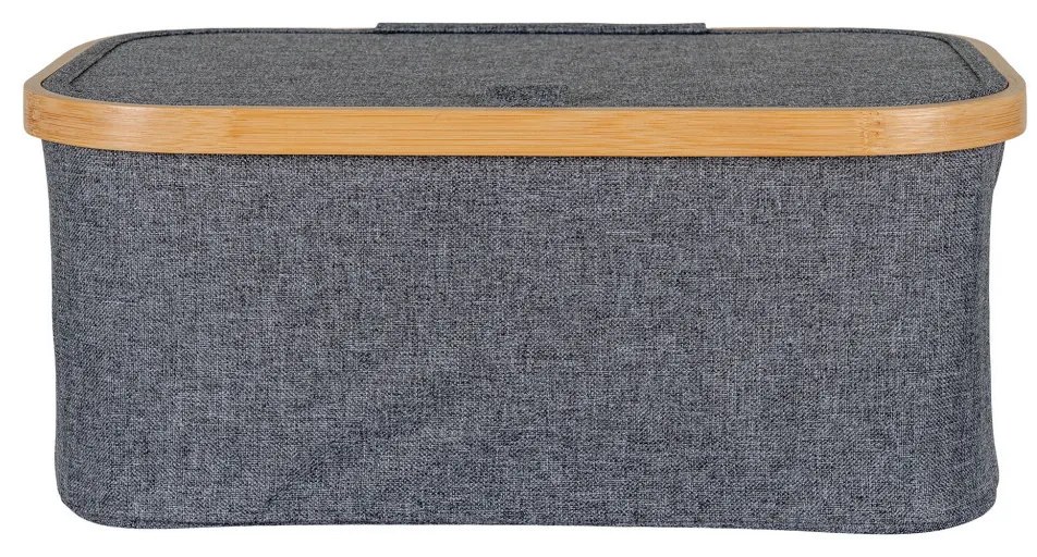 Noto kosár, bambusz/textil, sötétszürke, 38x26x16 cm