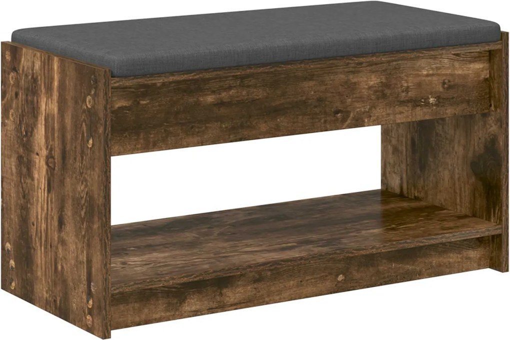 vidaXL Előtér pad Füstölt Tölgy 83 x 38 x 45 cm Műanyag Fa és Szövet